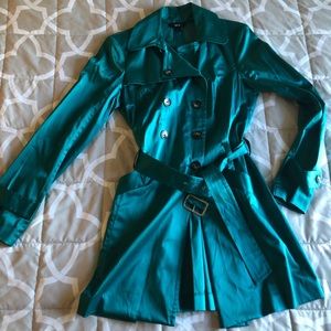 Women’s teal trench coat - knee length